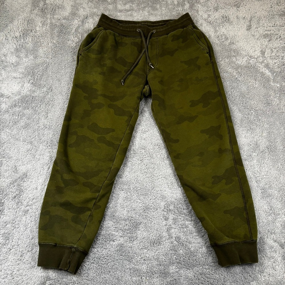 Uniqlo Mens Fleece Lined Camo Joggers Olive Green Camouflage Sweatpants Medium